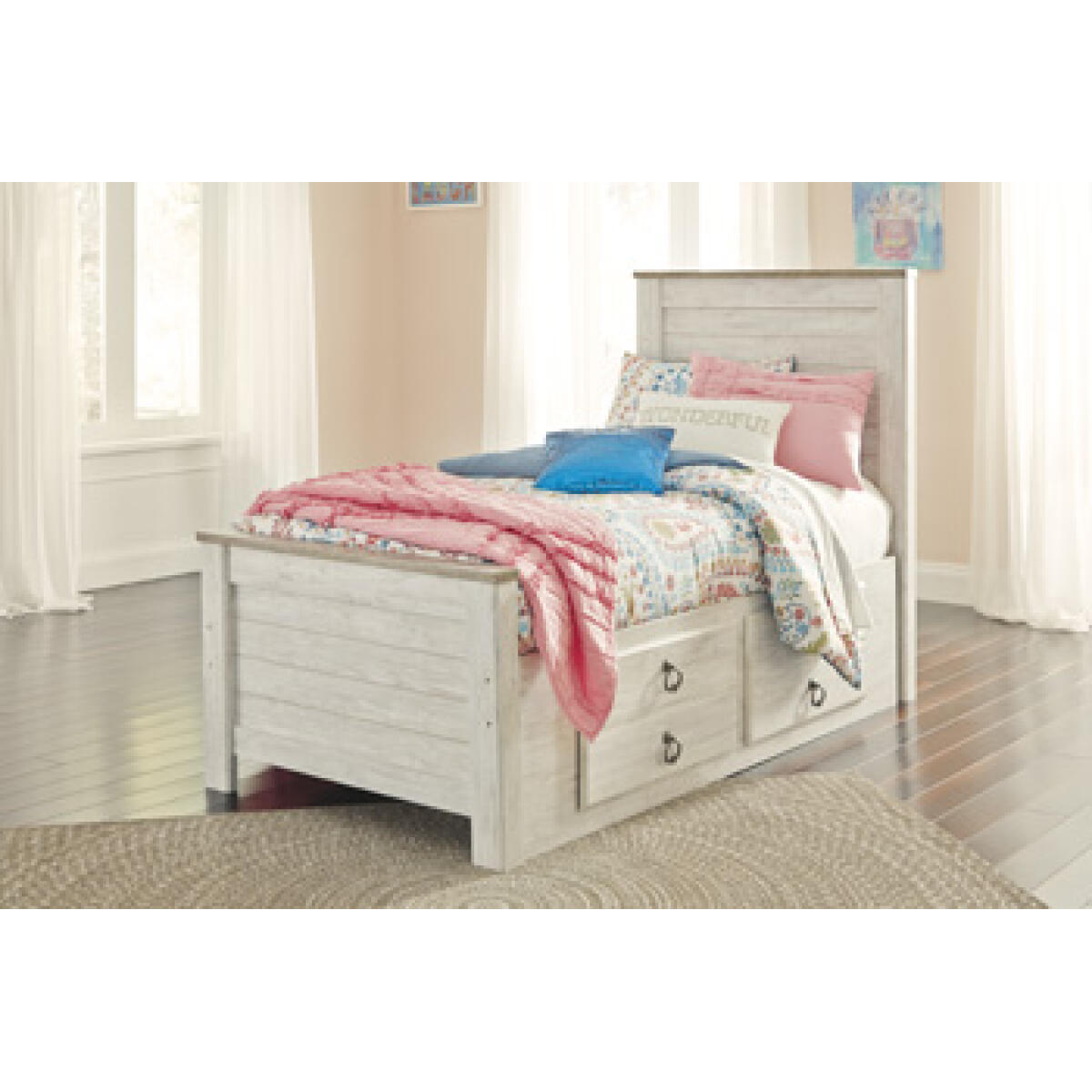 1091661edb6c065011dcf12e534c91e7 Willowton Twin Panel Bed with 2 Storage Drawers - Image 1
