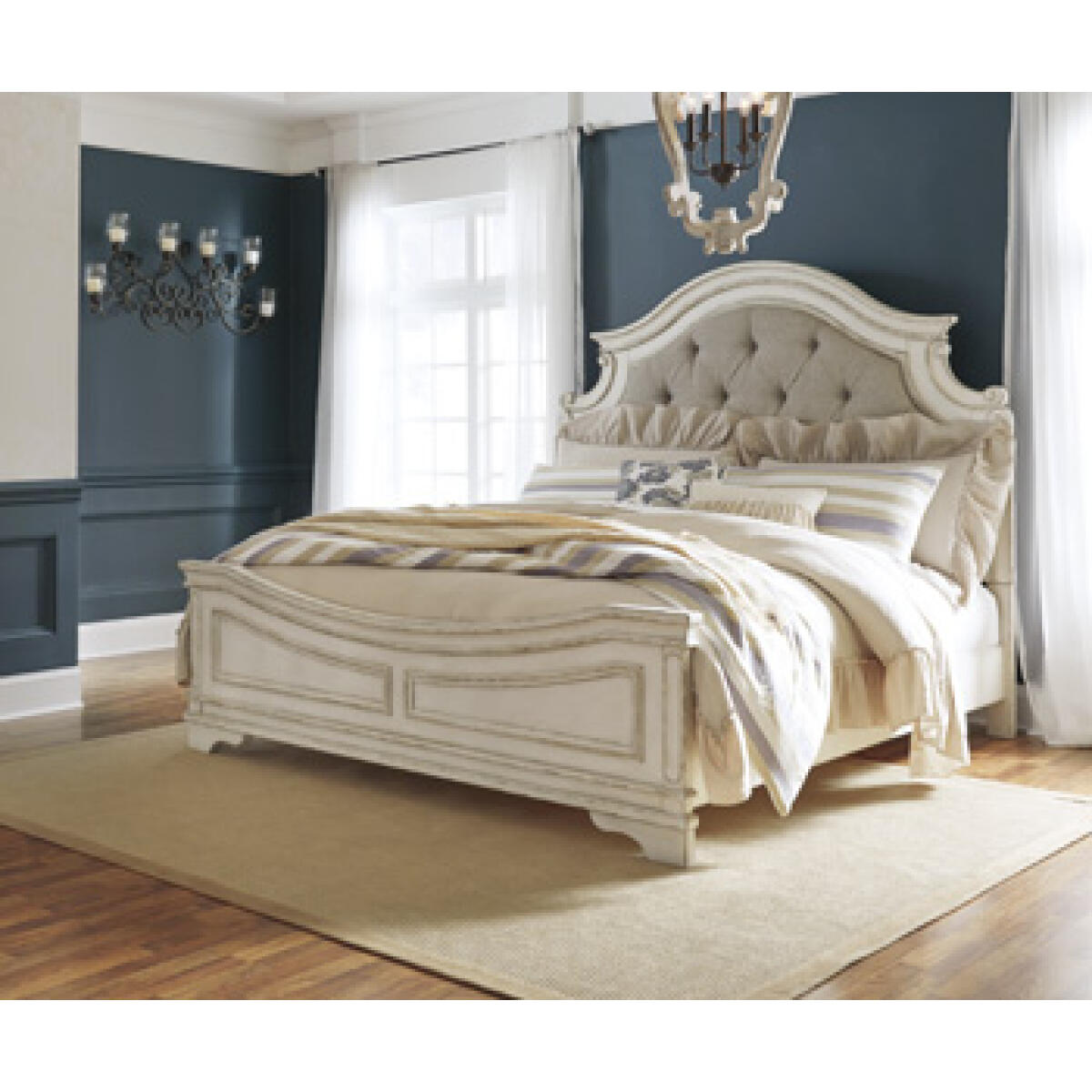 3d160b88b456fe7e83f6c65bdf338203 Realyn King Upholstered Panel Bed - Image 1