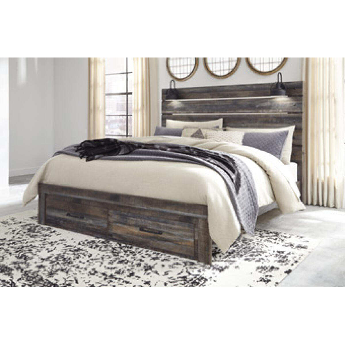 5150069329087d4c46a6e41ed379b1dc Drystan King Panel Bed with 2 Storage Drawers - Image 1