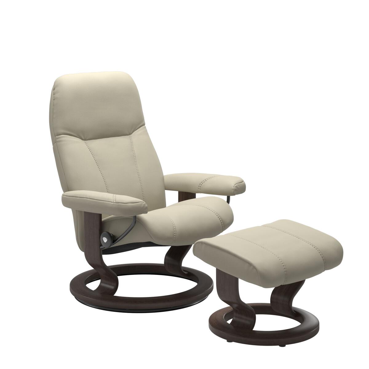 6e01b1f1cae02113352cd01327069a83 Stressless® Consul (S) Classic Base Recliner with Ottoman - Image 1