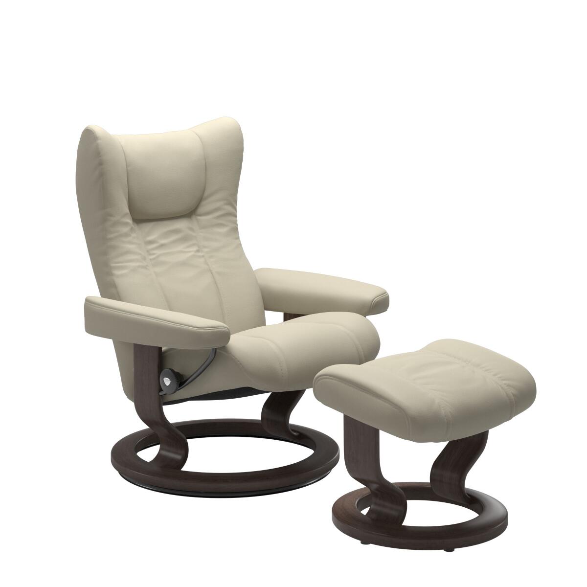 730715d30cfd38cae4ef2917bbe0c340 Stressless® Wing (L) Classic Base Recliner with Ottoman - Image 1