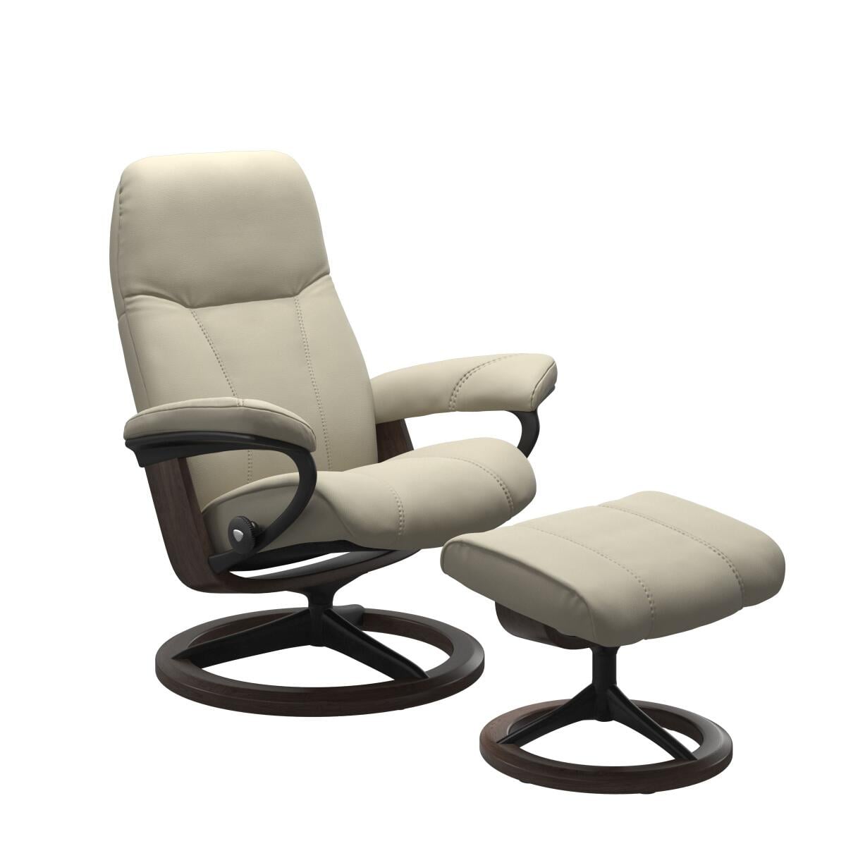 7900dba43ddfa088ba9e110ff8ead433 Stressless® Consul (S) Signature Base Recliner with Ottoman - Image 1