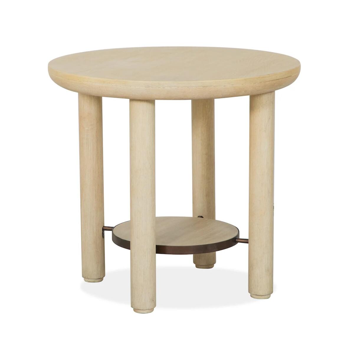 Sunset Cove Round End Table with Small Display Shelf Sunset Cove Round End Table with Small Display Shelf - Image 1