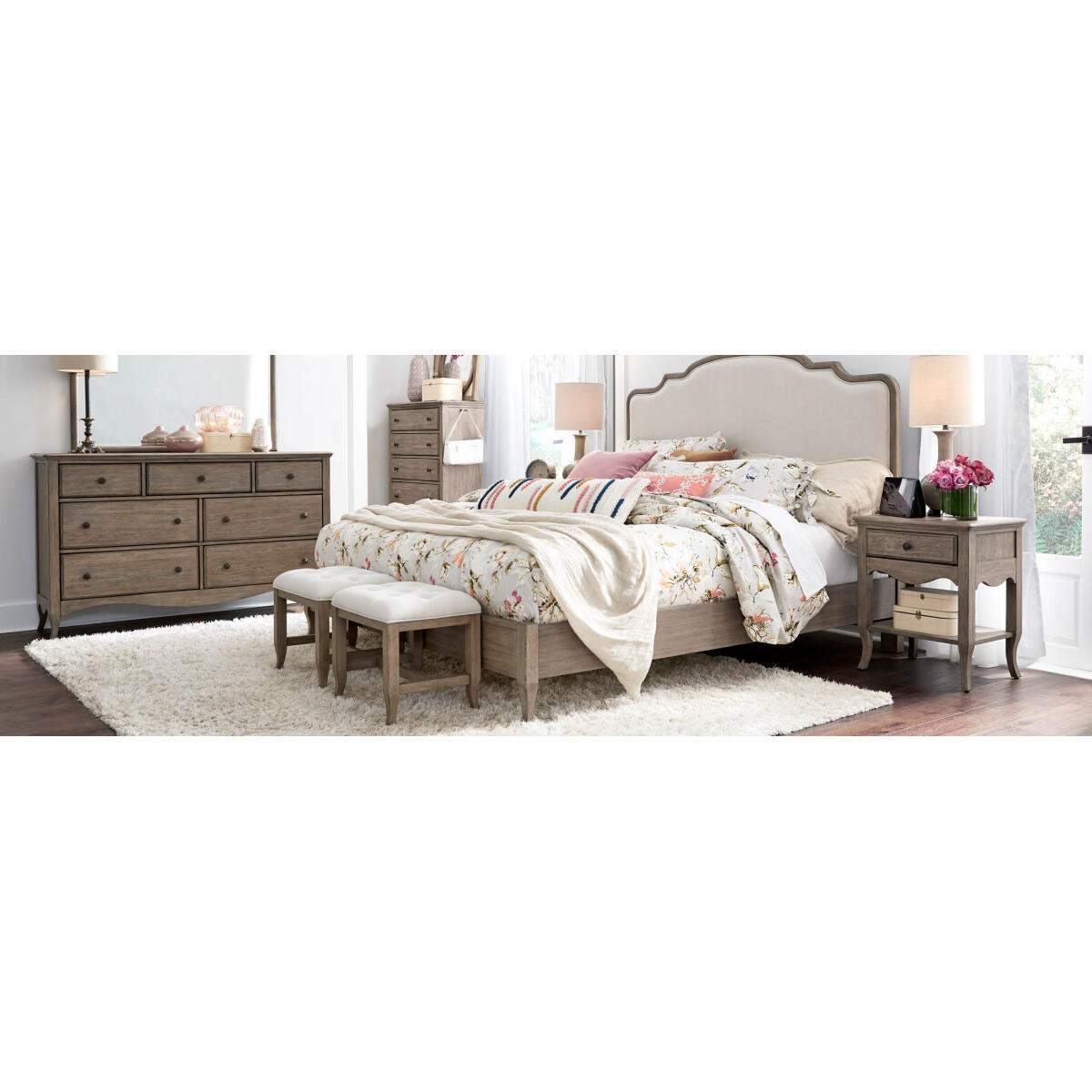 Provence Queen Upholstered Panel Bed Provence Queen Upholstered Panel Bed - Image 1