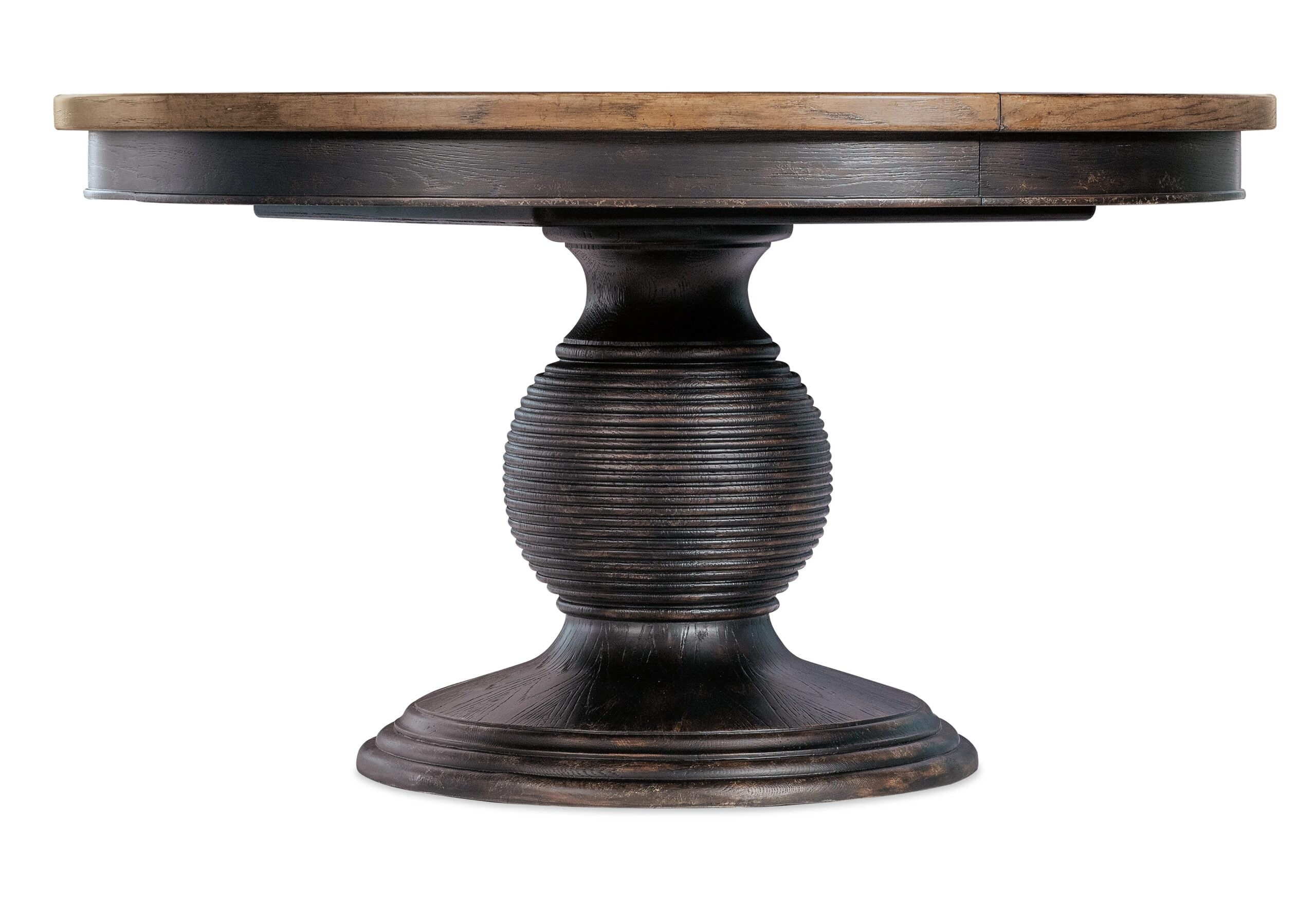 Americana Round Pedestal Dining Table with 1-22in Leaf 617fd095bb3ff5baeb52f21dcd37d636 Scaled