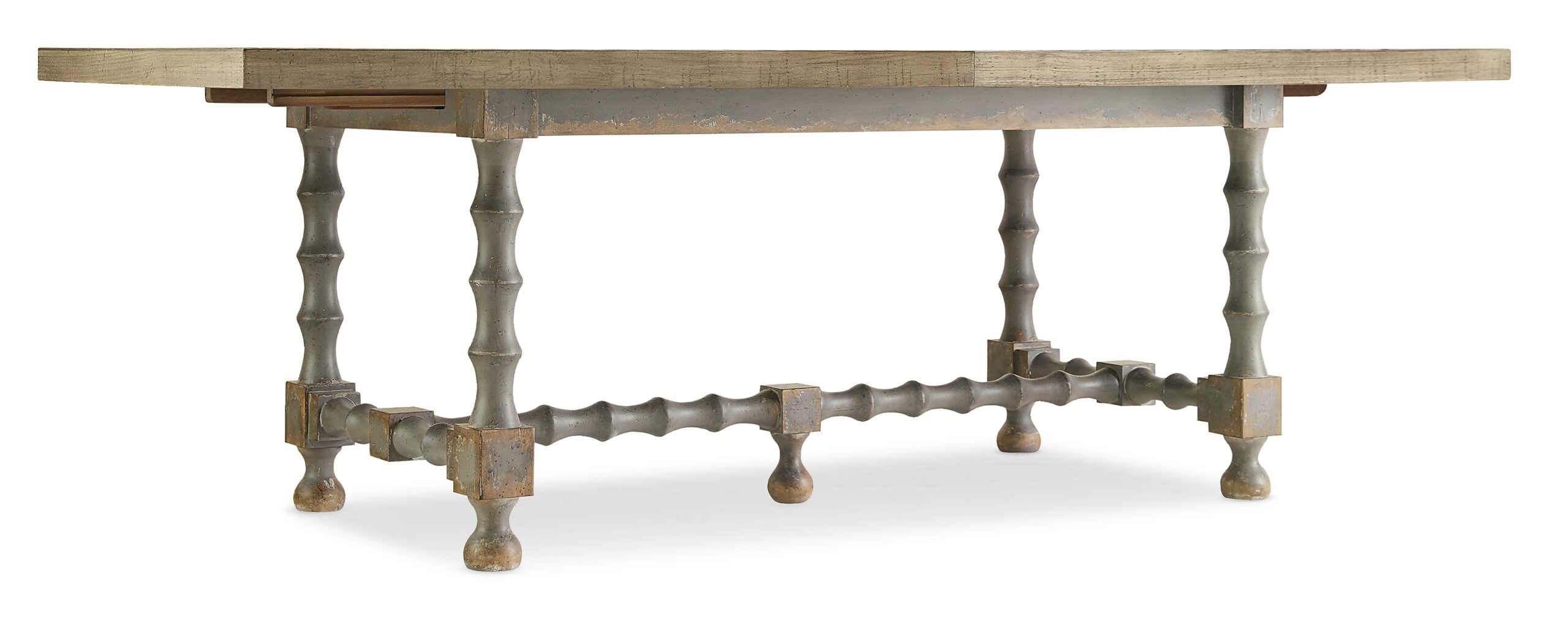 Ciao Bella 84in Trestle Table with 2-18in Leaves-Natural/Gray 6480bd4f3631ea1010ecc3fc40969b00 Scaled