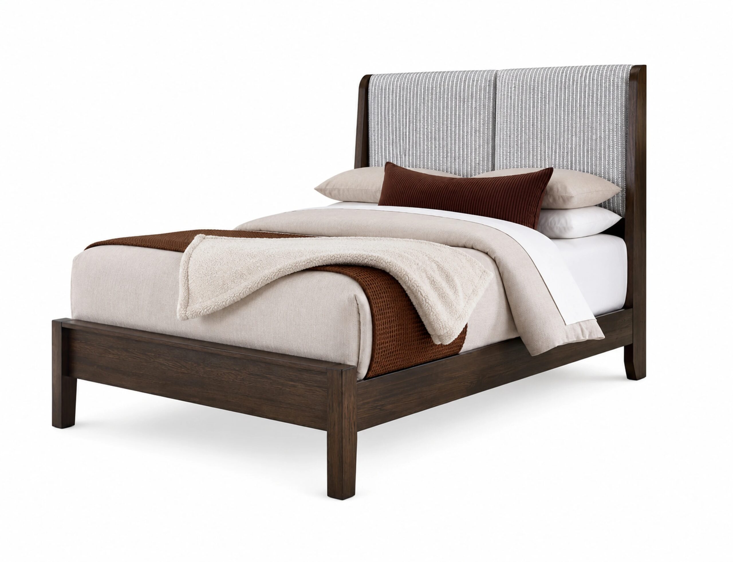Mercer Street King Shelter Uph Bed-grey Stripe - 860-663-366-064-722-MS1