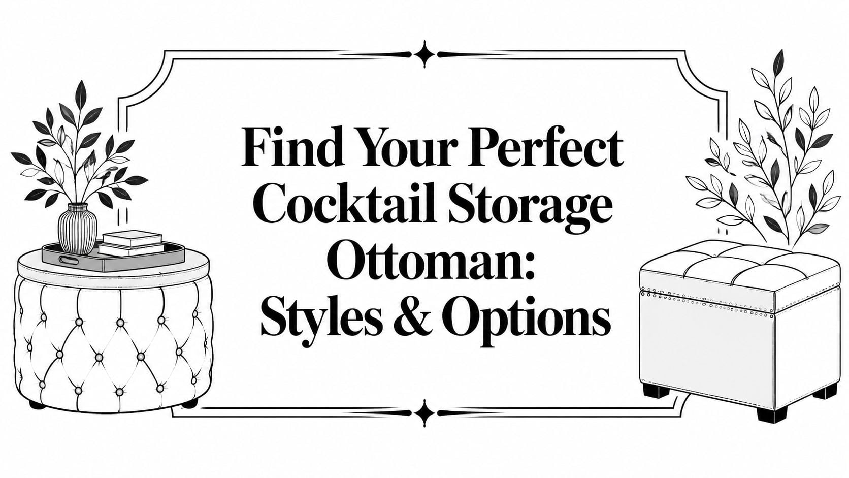 cocktail storage ottoman furniture illustration