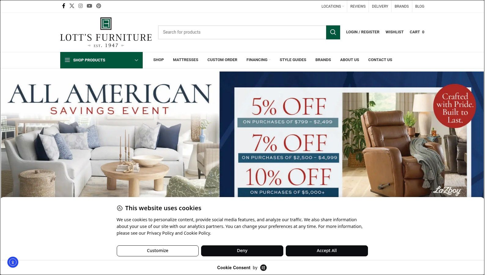 Screenshot from https://www.lottsfurniture.com