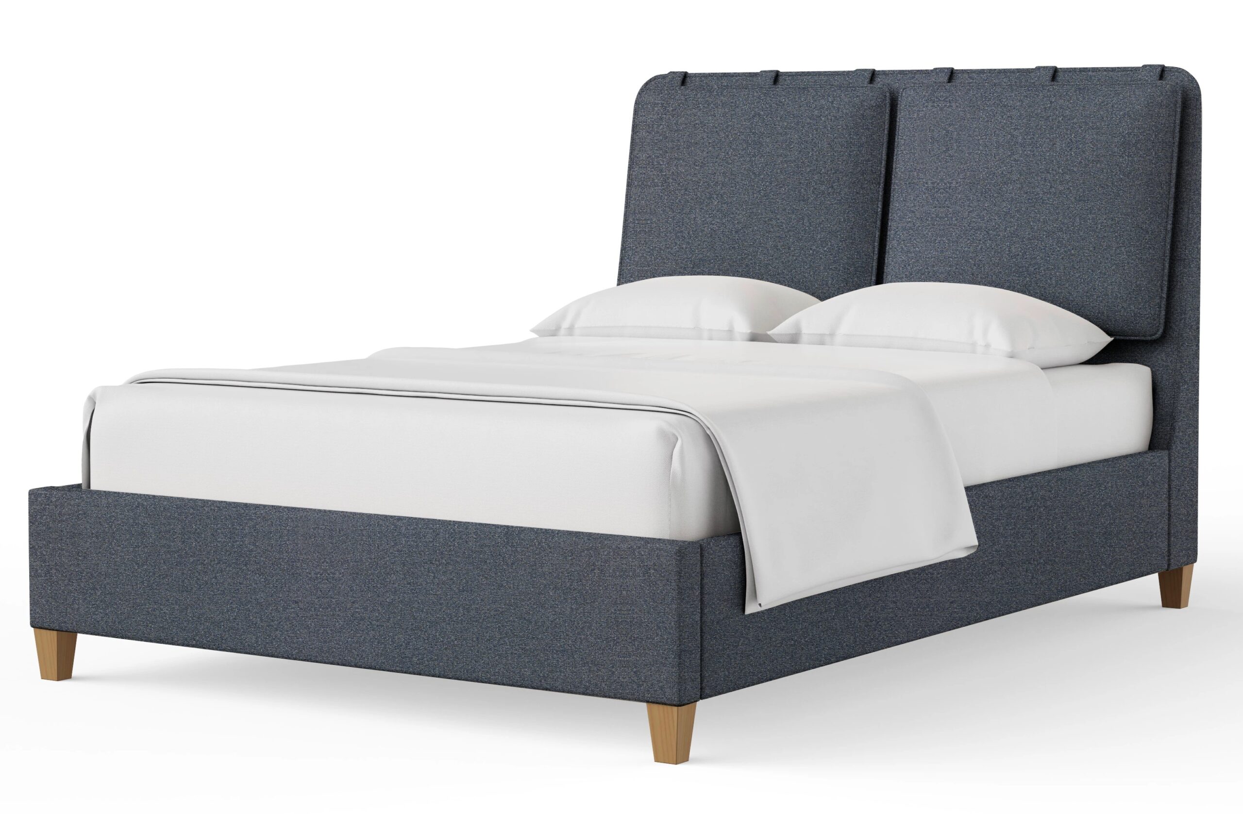 King Uph Bed-Navy Tweed