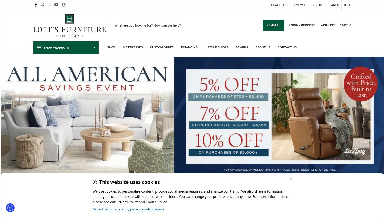 Screenshot from https://www.lottsfurniture.com
