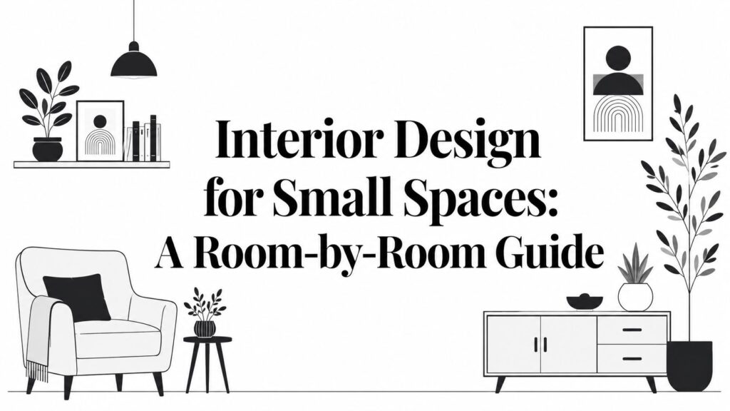 interior design for small spaces minimalist illustration